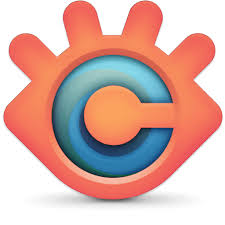 Un logo abstrait et coloré ressemblant à un œil, avec un grand « C » au centre, composé de dégradés orange, bleu et turquoise.