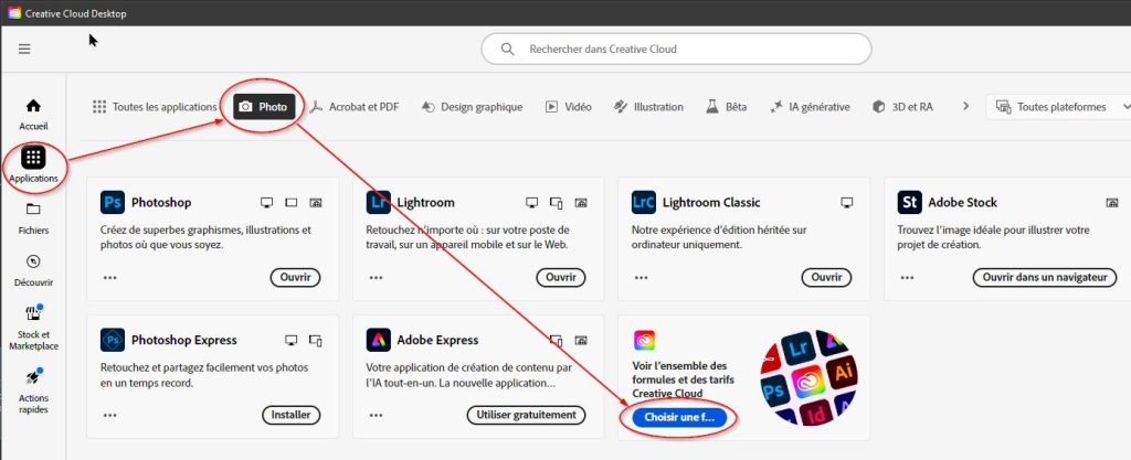 Changer de formule Lightroom par "Adobe Creative Cloud"
